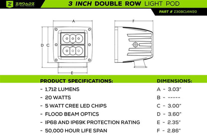 ZROADZ Z365471-KIT4 HOOD HINGE DRIVING AND FOG LIGHT 2017-2022 FORD SUPER DUTY